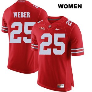 Women's NCAA Ohio State Buckeyes Mike Weber #25 College Stitched Authentic Nike Red Football Jersey GN20J75TJ